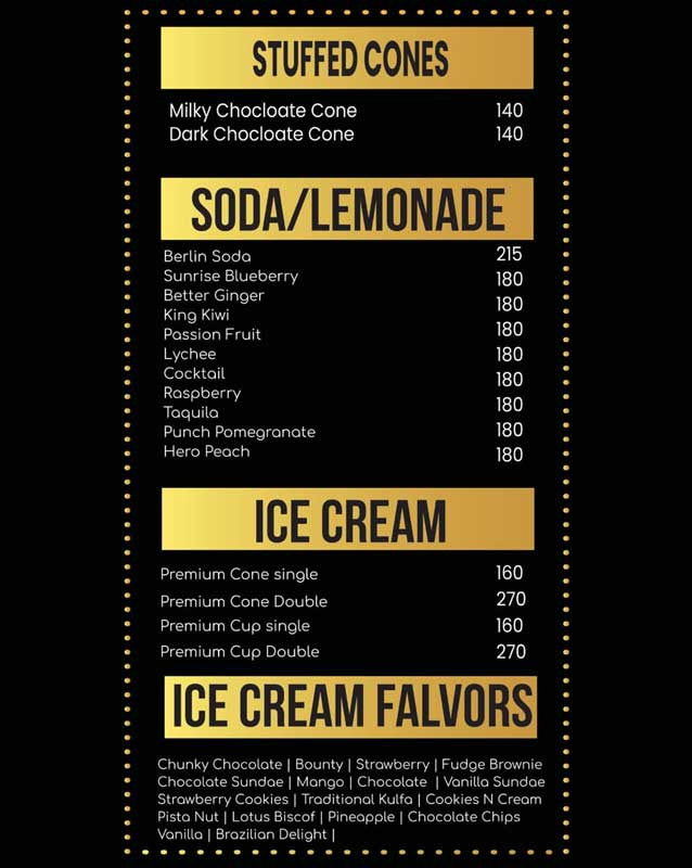 Maryland Desserts menu