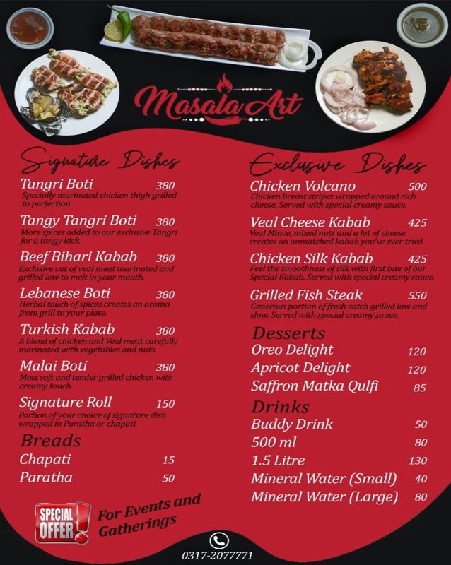 Masala Art menu