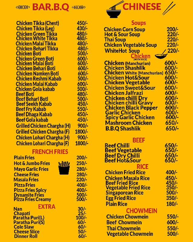 Master Snacks menu