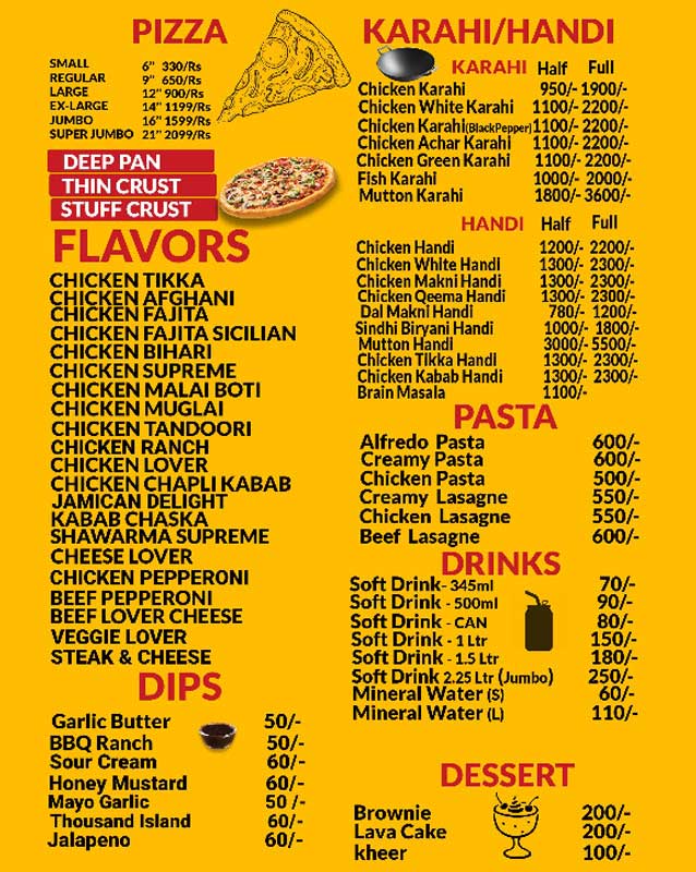 Master Snacks menu