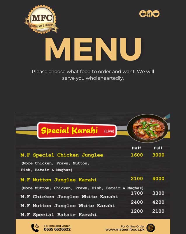 Mateen Food Centre menu