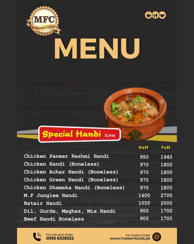 Mateen Food Centre menu