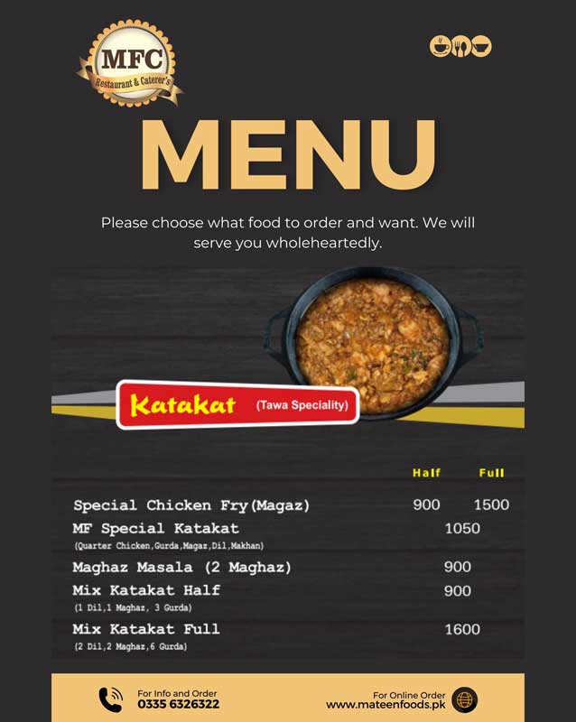 Mateen Food Centre menu