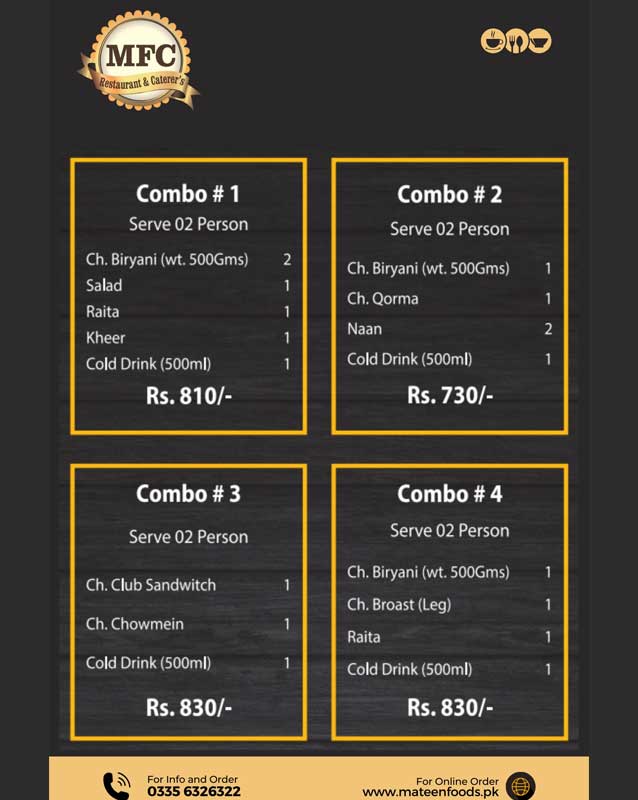 Mateen Food Centre menu