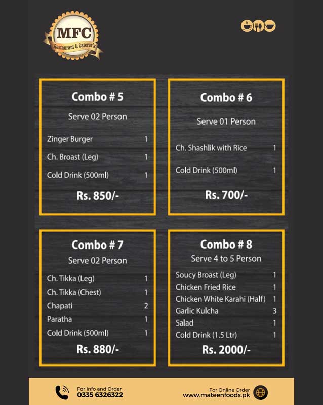 Mateen Food Centre menu