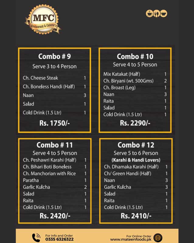 Mateen Food Centre menu