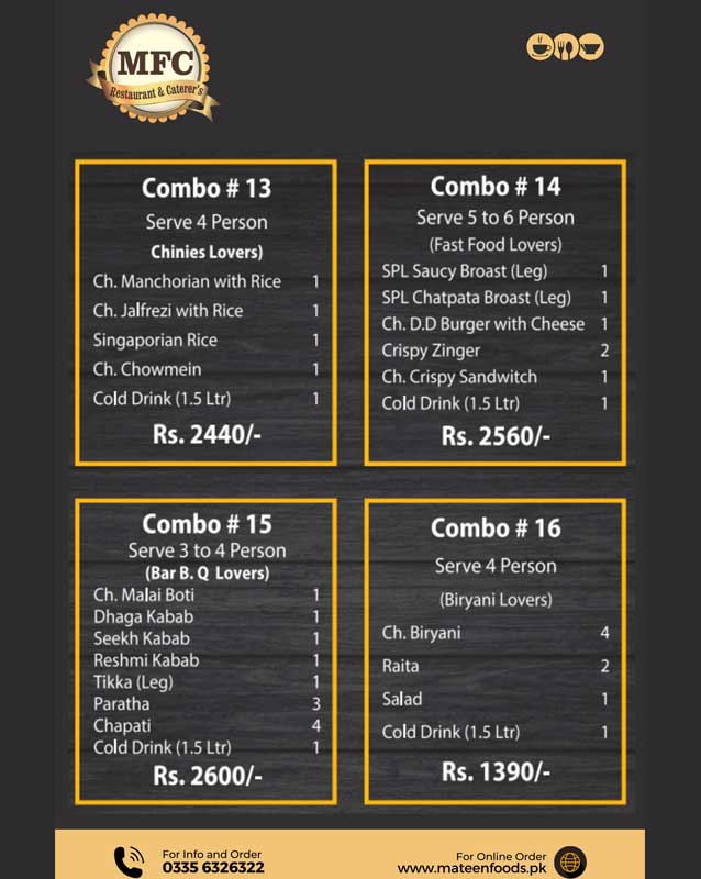 Mateen Food Centre menu