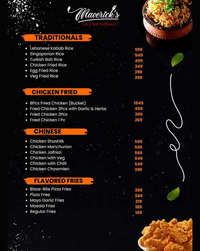 Maverick's Food menu