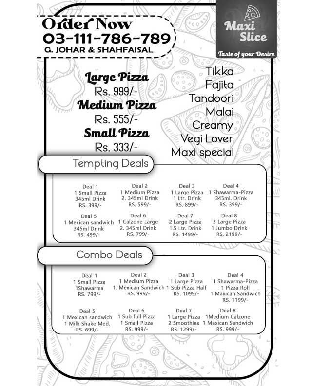 Maxi Slice menu
