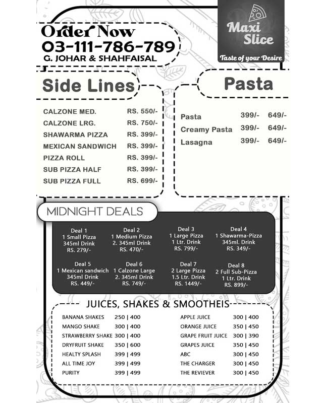 Maxi Slice menu