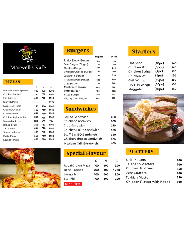 Maxwell's Kafe menu