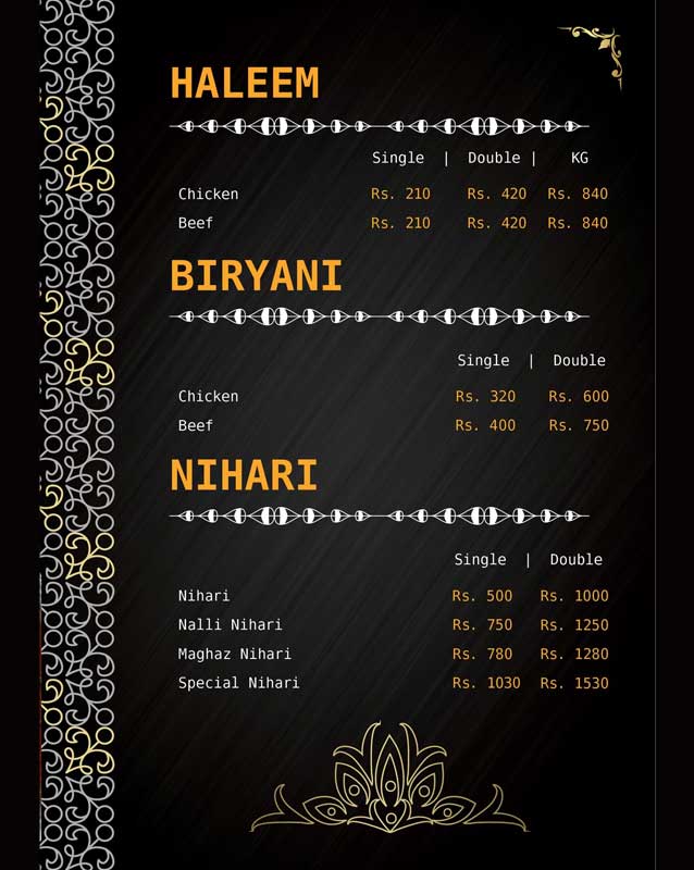 Mazaidar Haleem & Foods menu