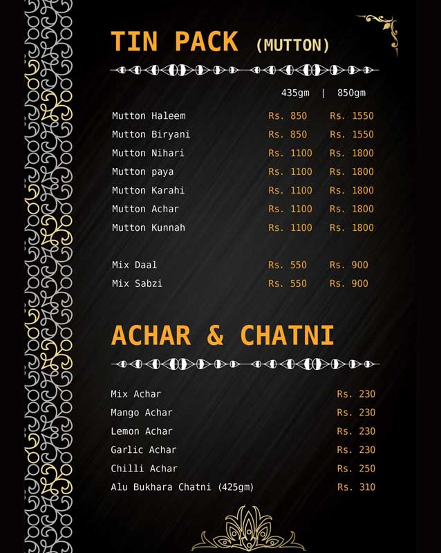 Mazaidar Haleem & Foods menu