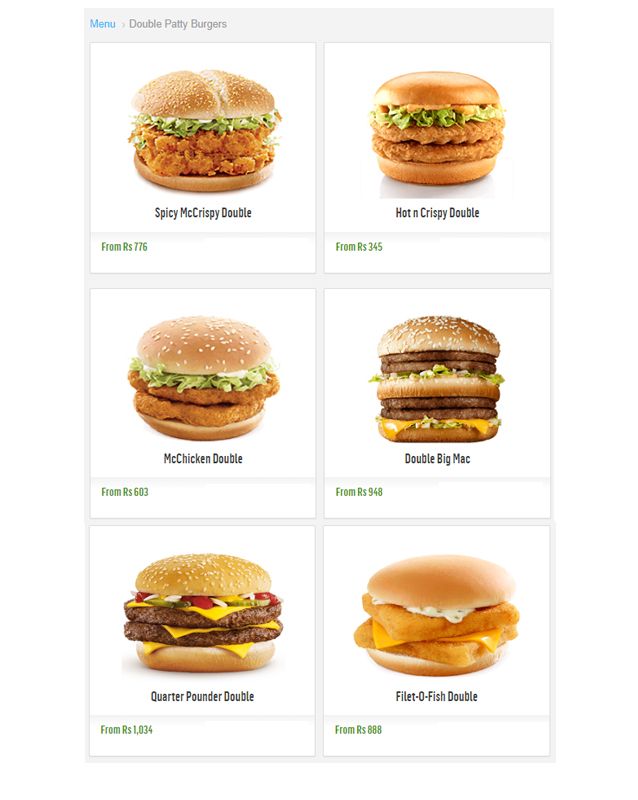 McDonald's menu
