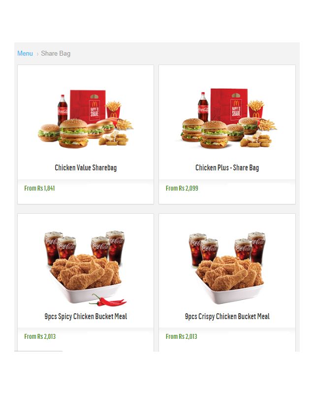 McDonald's menu