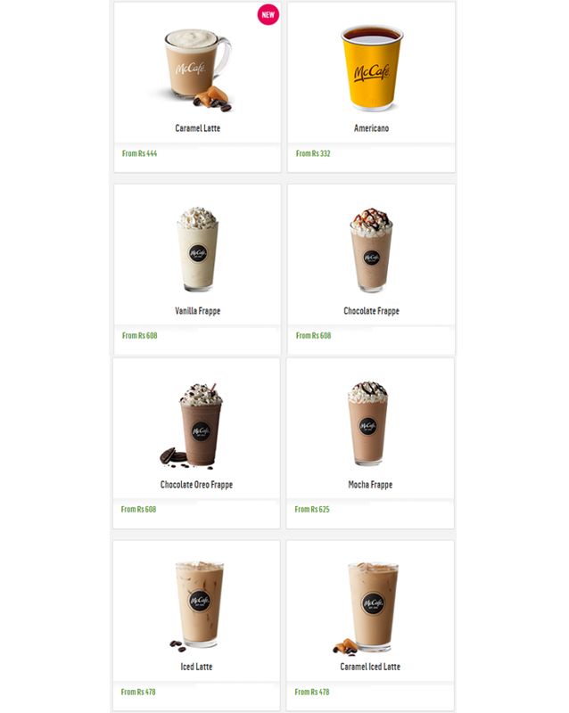 McDonald's menu