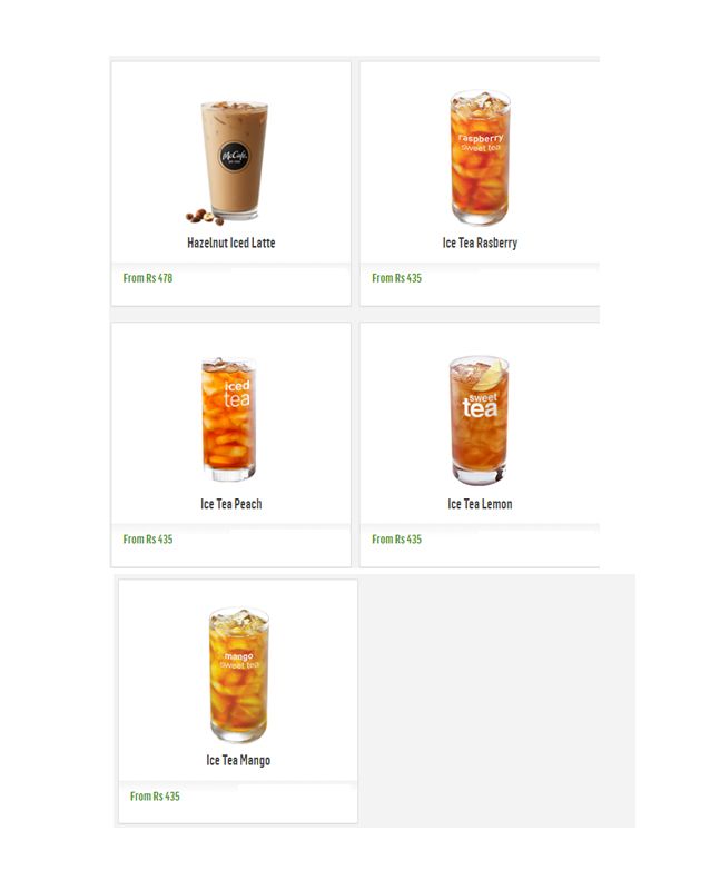 McDonald's menu