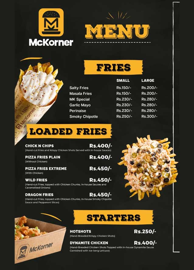 McKorner menu