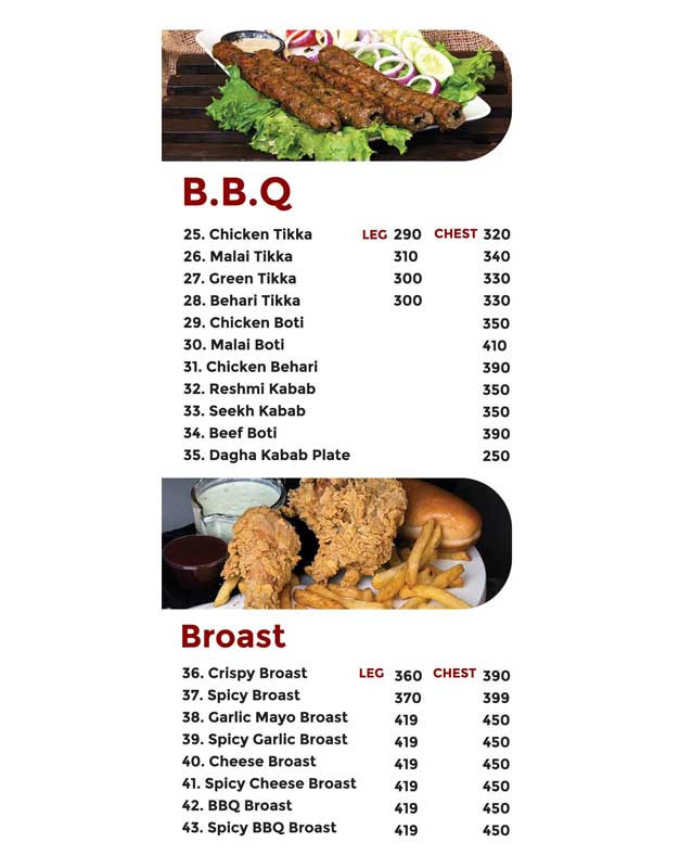 MD Burger & Broast menu