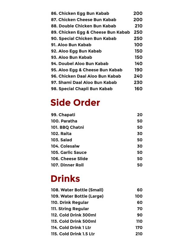 MD Burger & Broast menu
