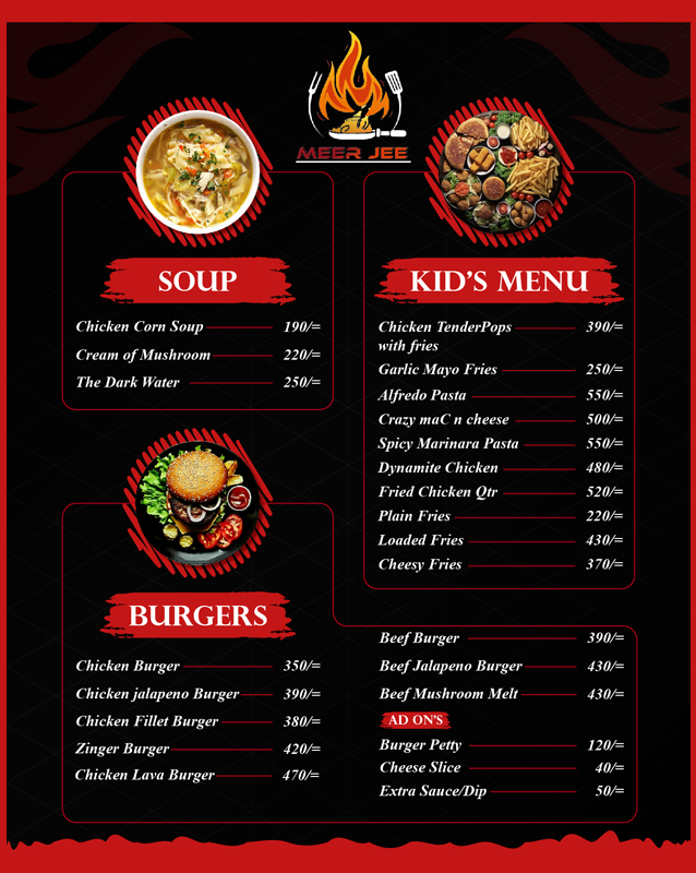 Meer Jee Restaurant menu