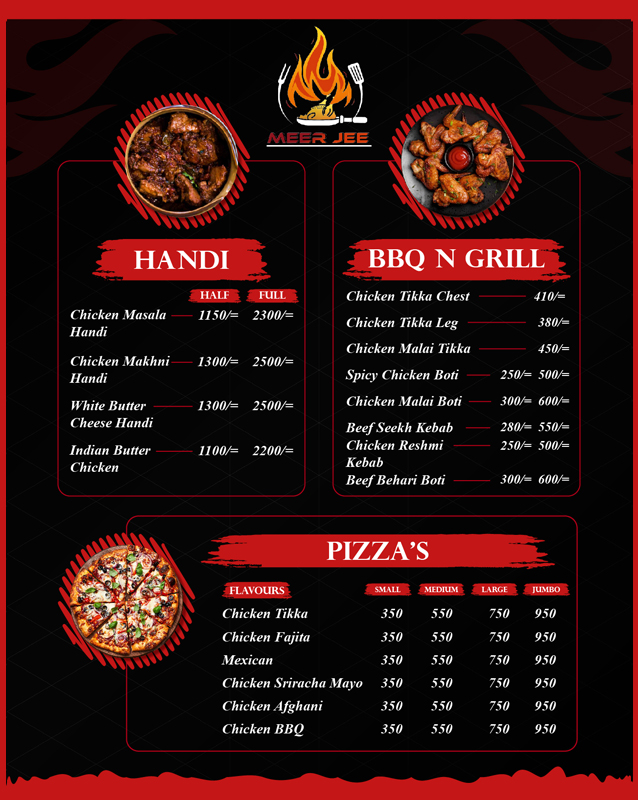 Meer Jee Restaurant menu