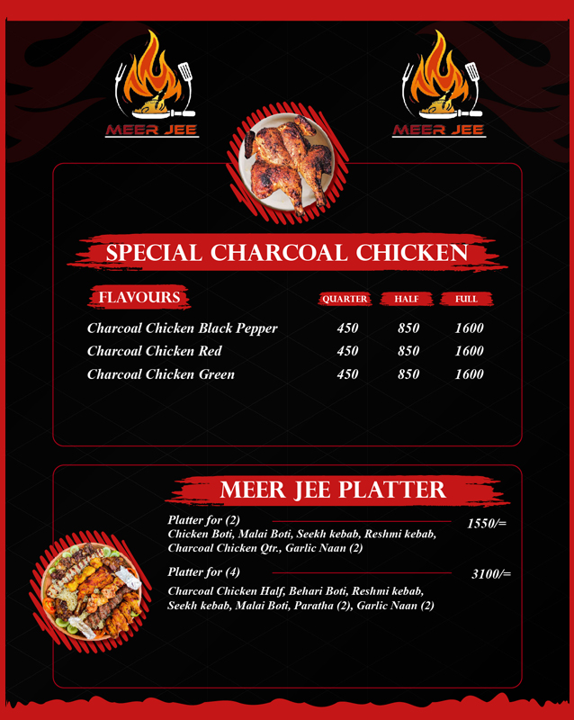 Meer Jee Restaurant menu