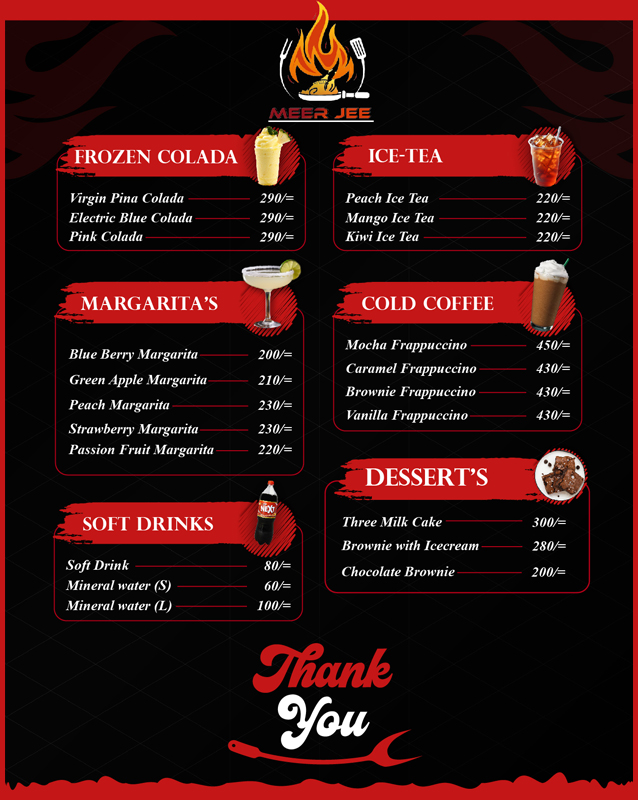 Meer Jee Restaurant menu