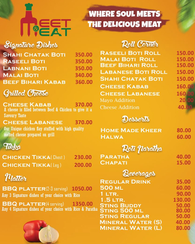 Meet & Meat menu