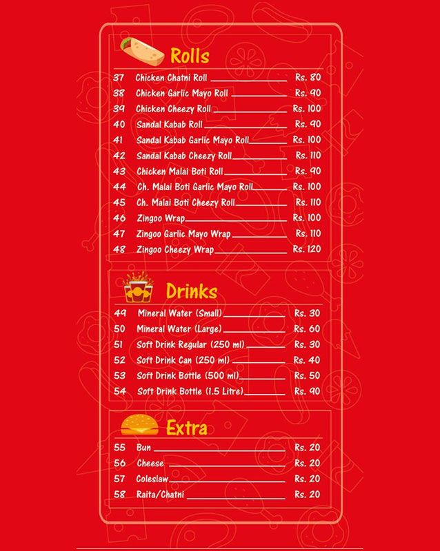 Meet n Eat menu