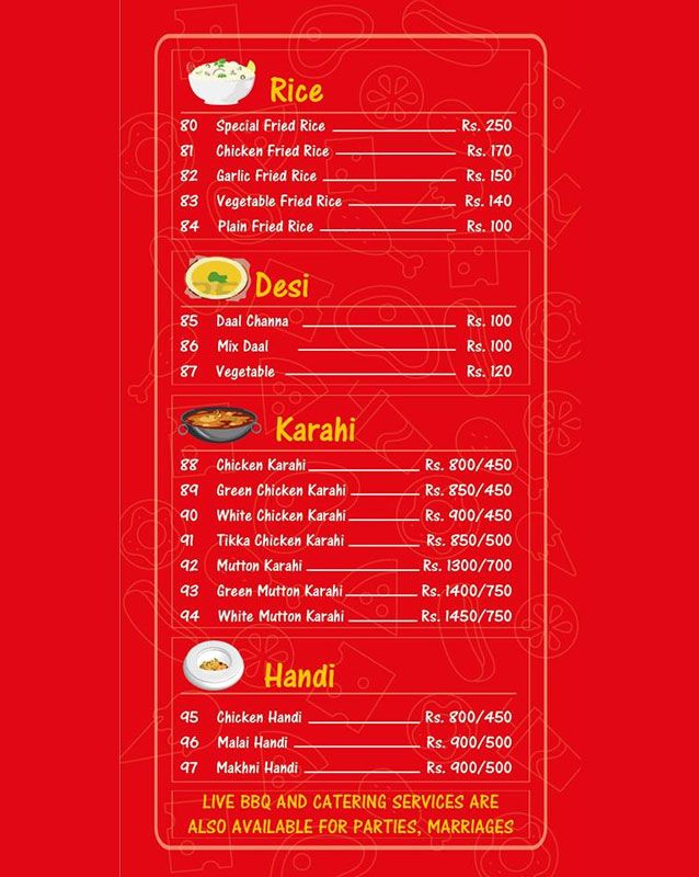 Meet n Eat menu