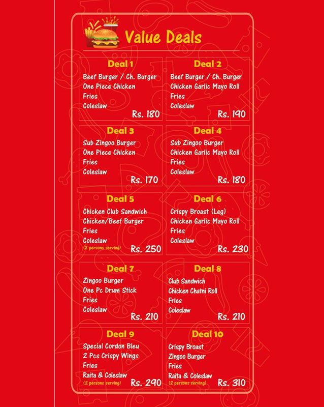 Meet n Eat menu