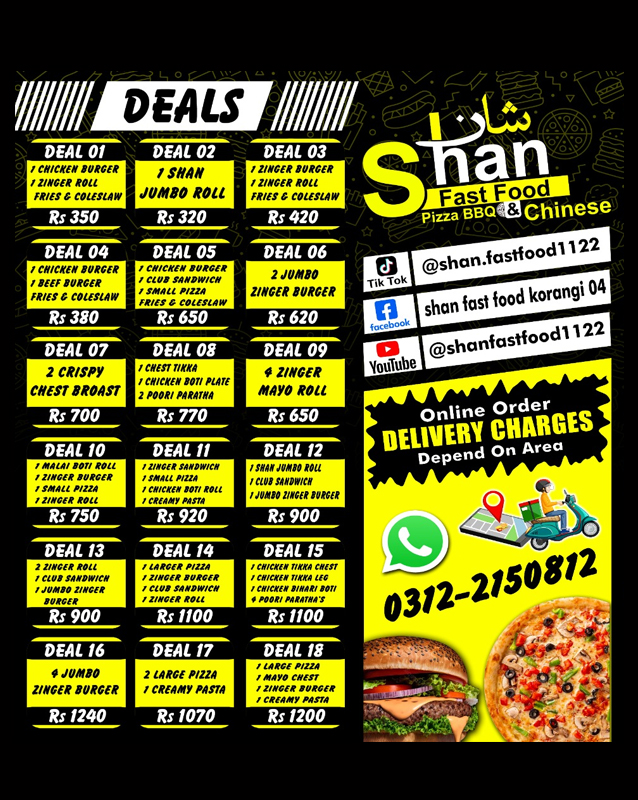 Shan Fast Food menu