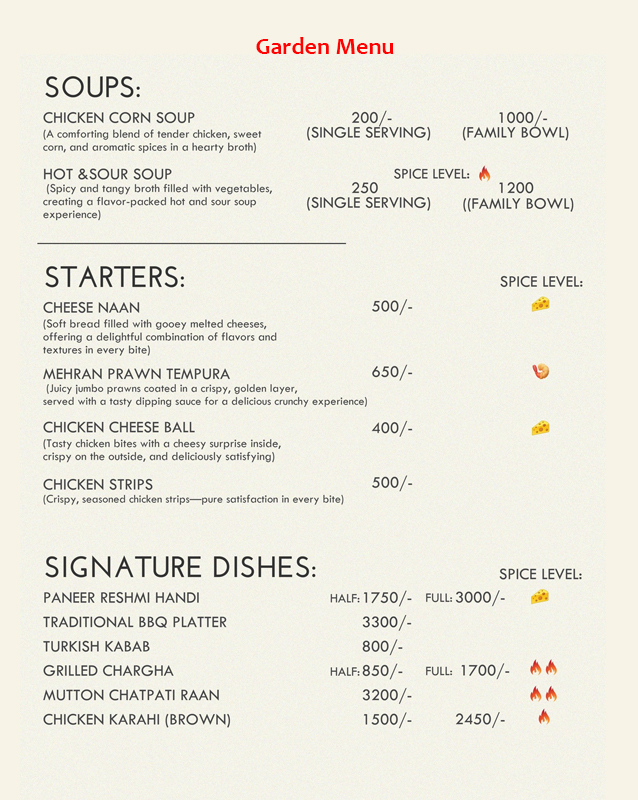 Mehran Sajji & Caterers menu