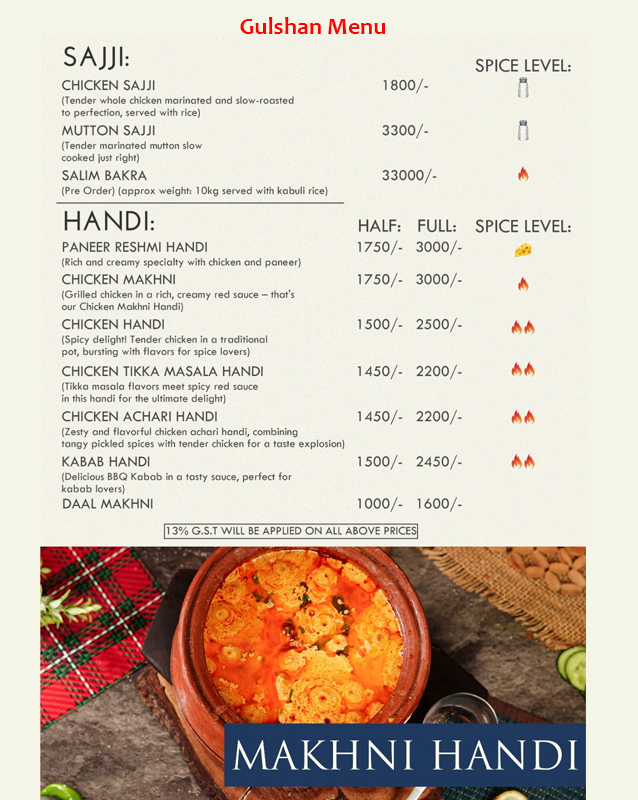 Mehran Sajji & Caterers menu