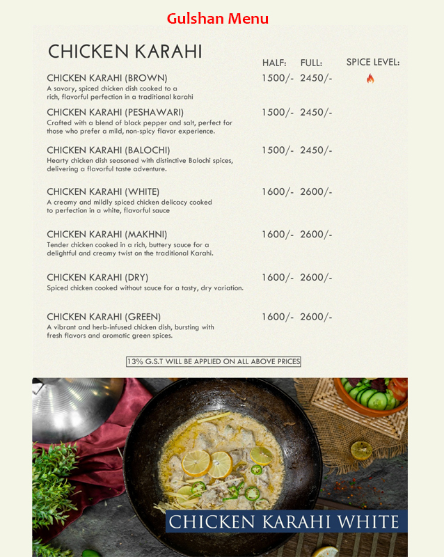 Mehran Sajji & Caterers menu