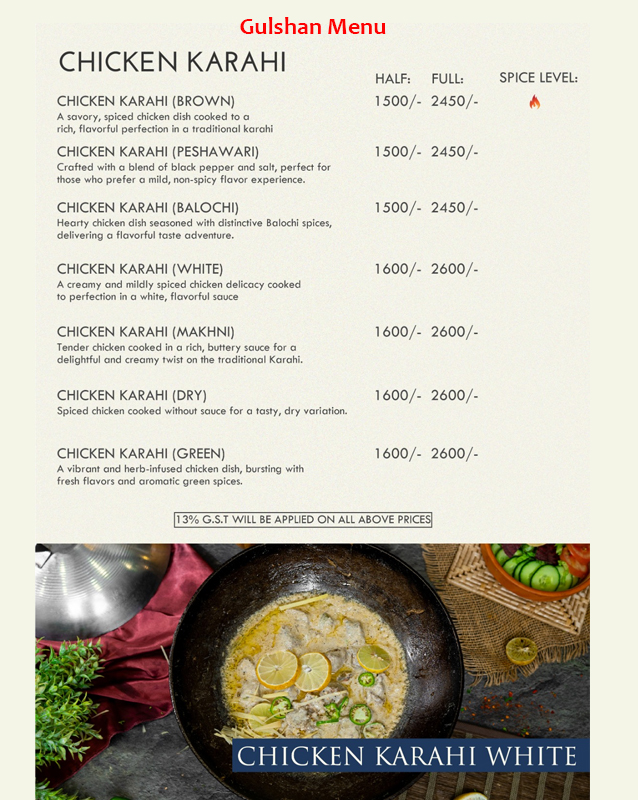Mehran Sajji & Caterers menu
