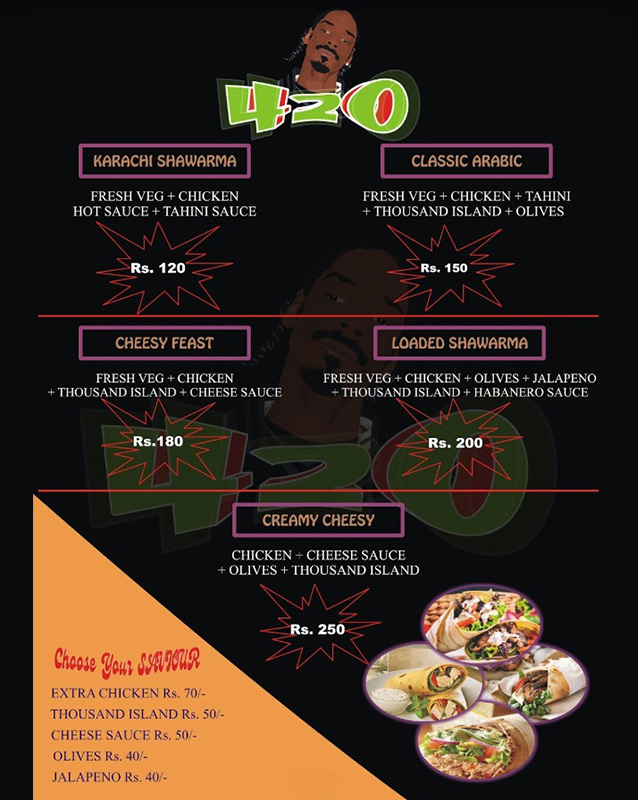 Shawarma 420 menu