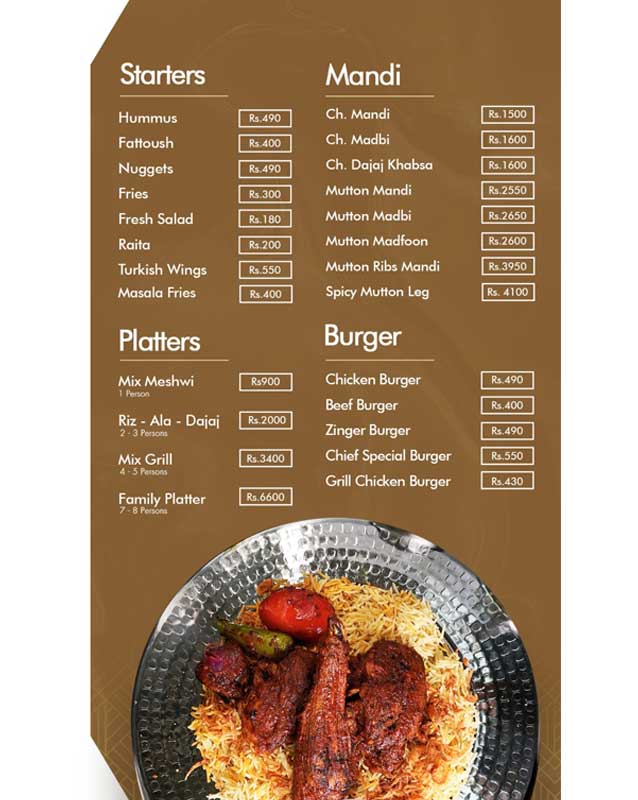 Sheikh Al Mandi menu