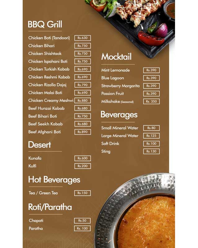 Sheikh Al Mandi menu