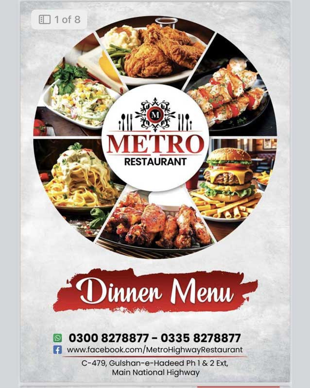Metro Highway Restaurant menu