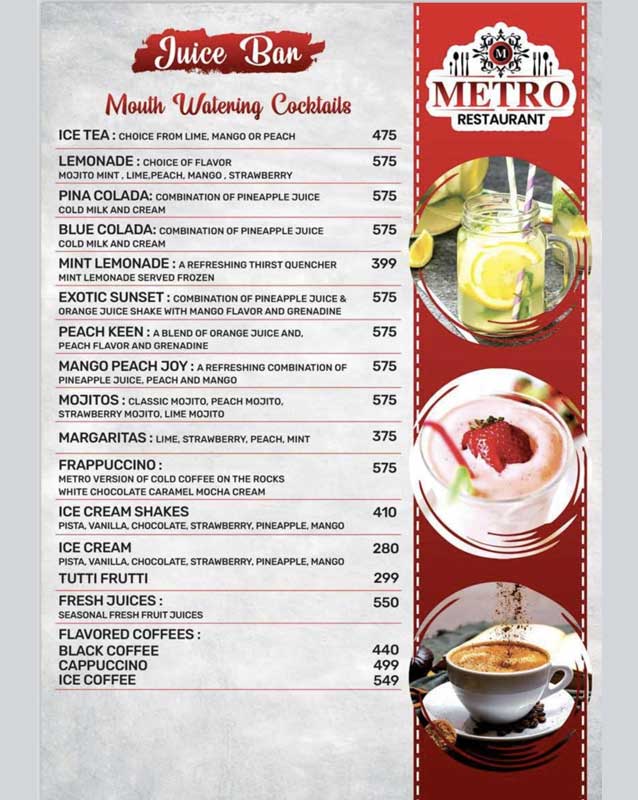 Metro Highway Restaurant menu