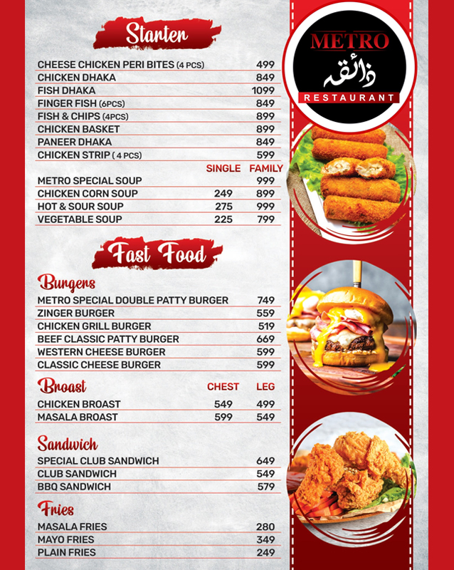 Metro Zaiqa Restaurant  menu