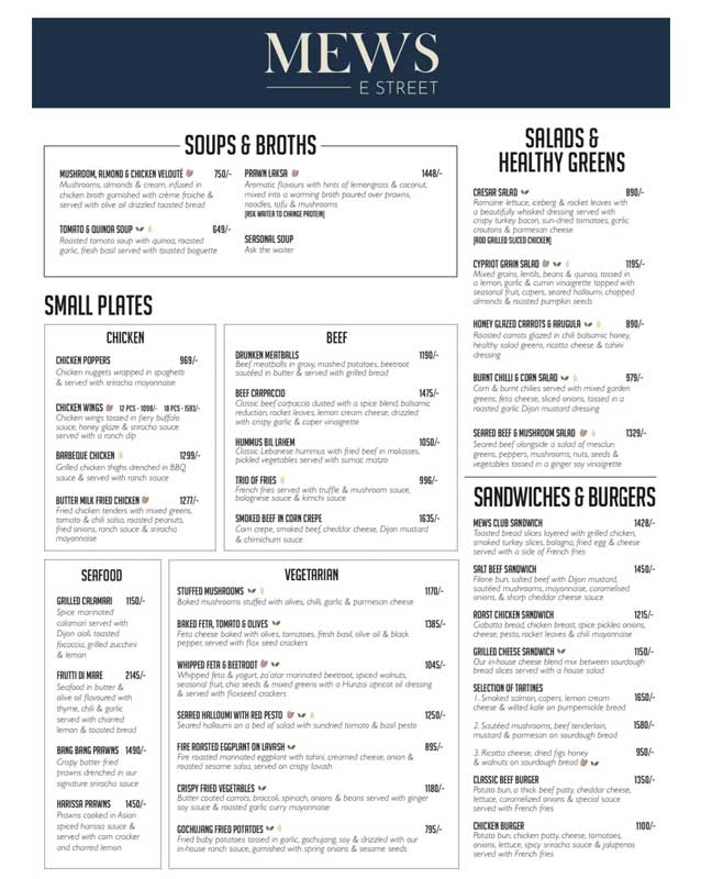 Mews menu