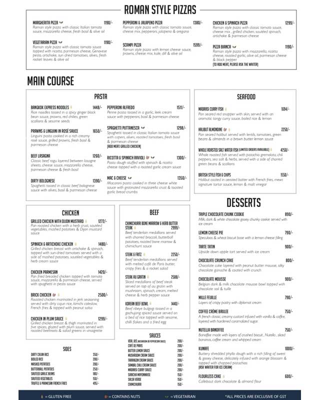 Mews menu