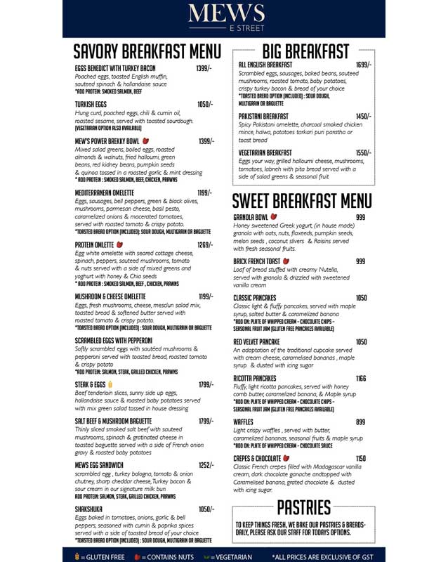 Mews menu