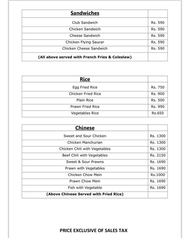 Shezan Ampis Restaurant menu