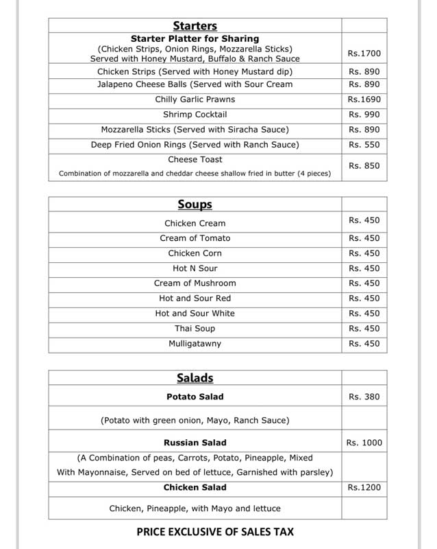 Shezan Ampis Restaurant menu
