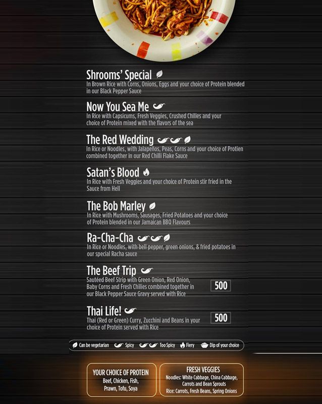 Shrooms menu