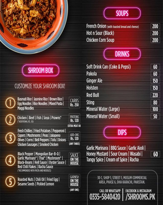 Shrooms menu